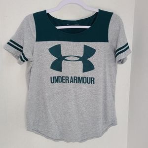 Under Armor grey & teal varsity tshirt